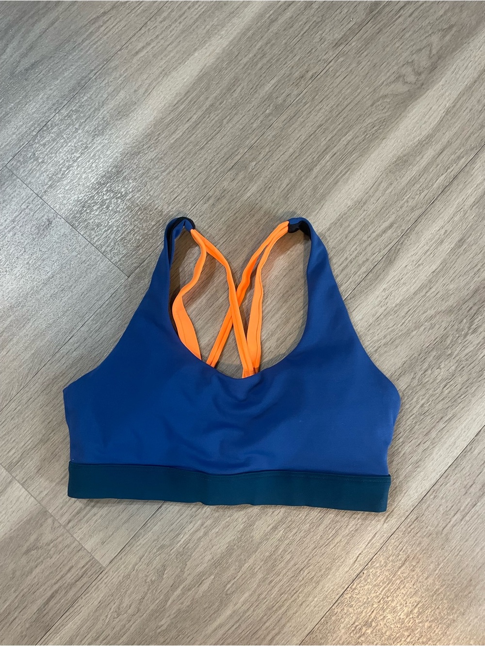 ZYIA Royal Blue Sports Bra with Neon Orange Straps